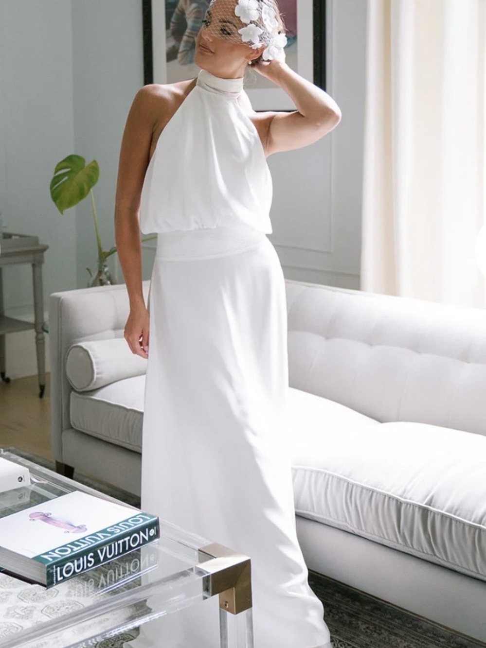 Monet Gown (Coco Lilly’s) Elegant White Halter Maxi Dress
